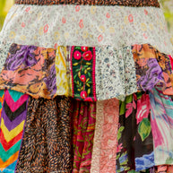 Patchwork Ruffle Tiered Mini Skirt