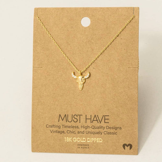 Gold Dipped Buffalo Head Necklace