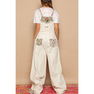 Patchwork Denim Overall, Almond