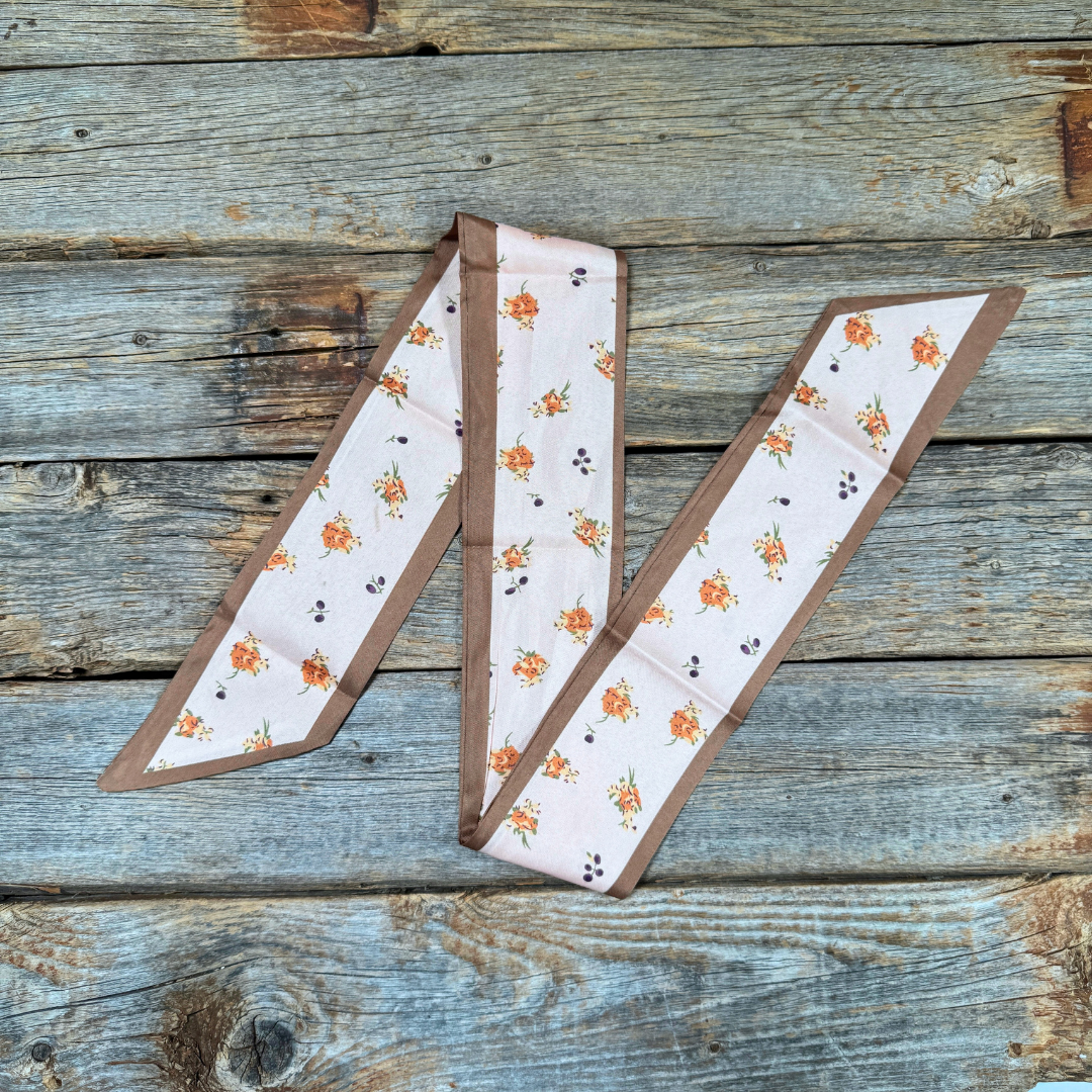 Pink and Tan Western Skinny Mini Wild Rag / Cowgirl Necktie #TW136