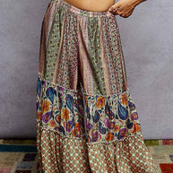 Patterned Wide Leg Pants