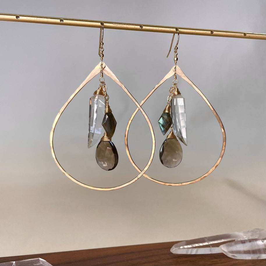 Multi-stone Hoop Earrings