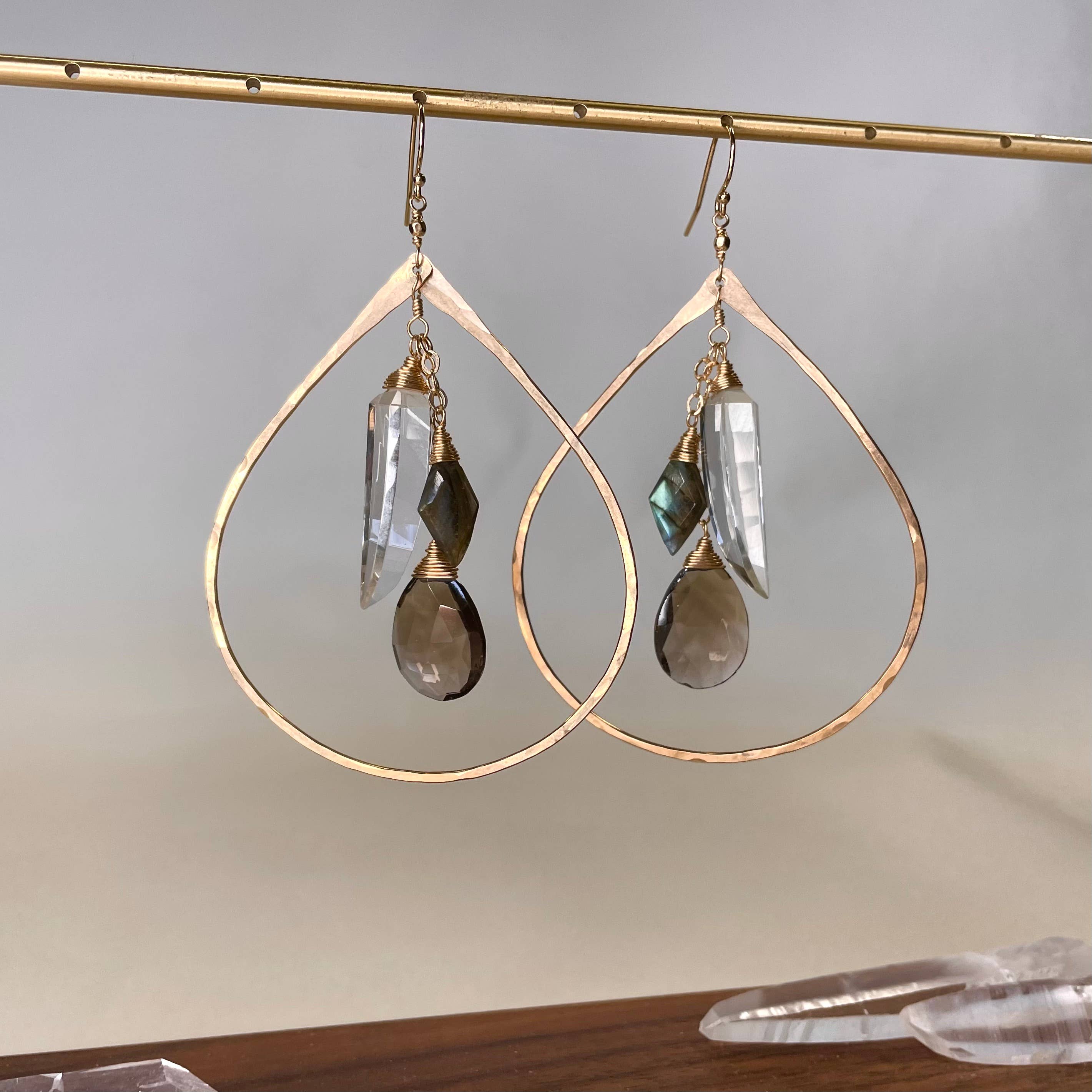 Multi-stone Hoop Earrings