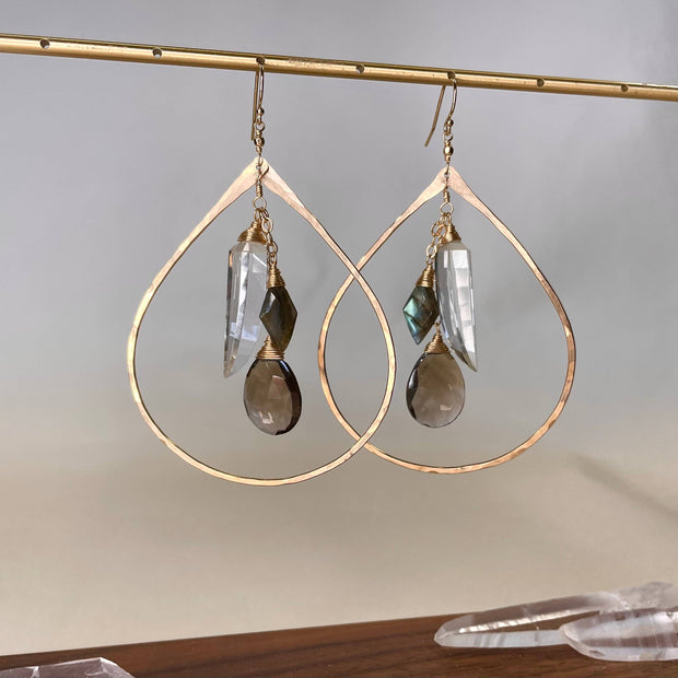 Multi-stone Hoop Earrings