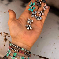 3 Stone Cluster Earrings