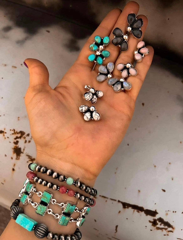 3 Stone Cluster Earrings