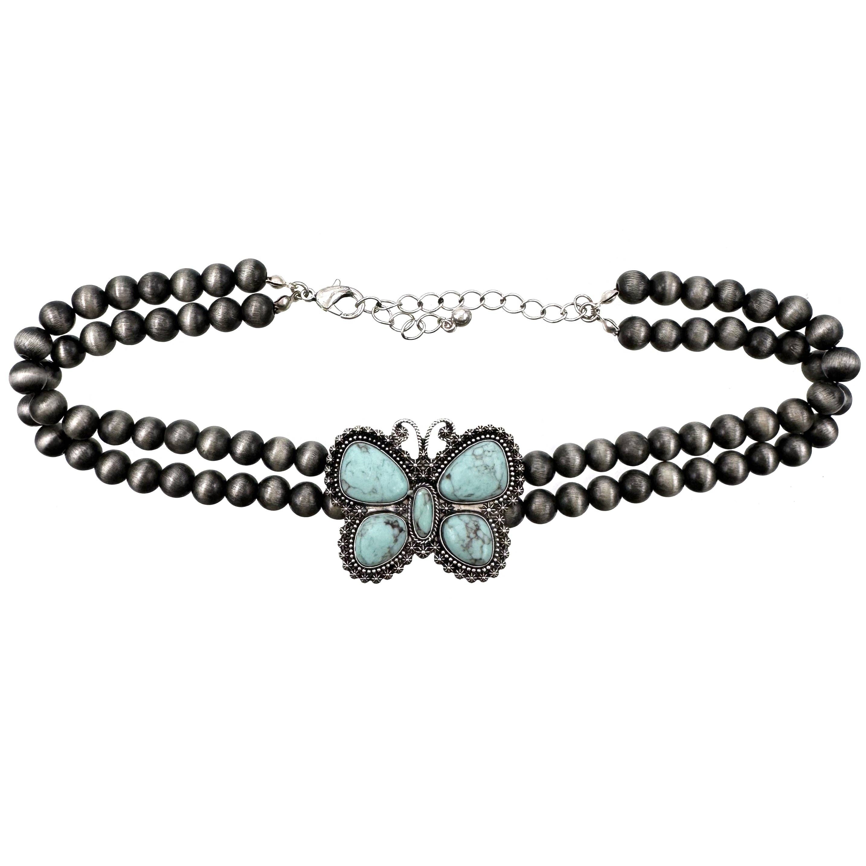 Bohemian Western Butterfly Turquoise Choker Necklace