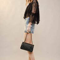 High Rise Patch Pocket Denim Shorts