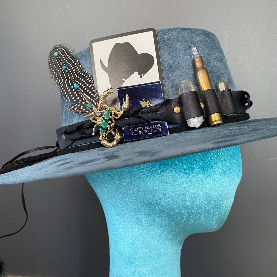Spotted Guinea Hat Feather with Abalone