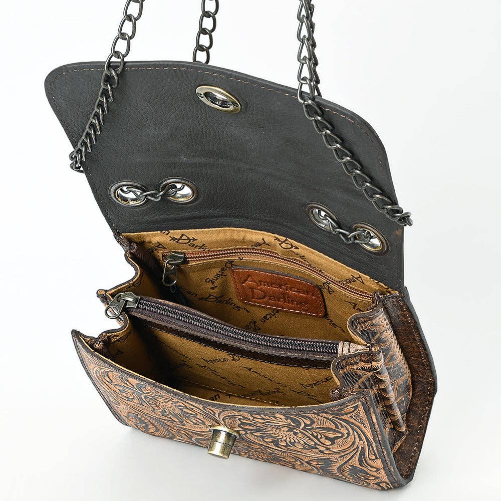 Tooled Leather Purse with Chain
