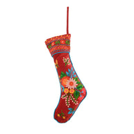 Embroidered Christmas Stocking, Red