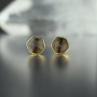 Semi Precious Hexagon Gemstone Studs (8mm gold)