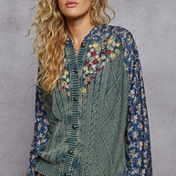 Embroidered Floral Patwork Sweater