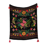 Black Velvet Precious Threads Floral Throw, 50X60
