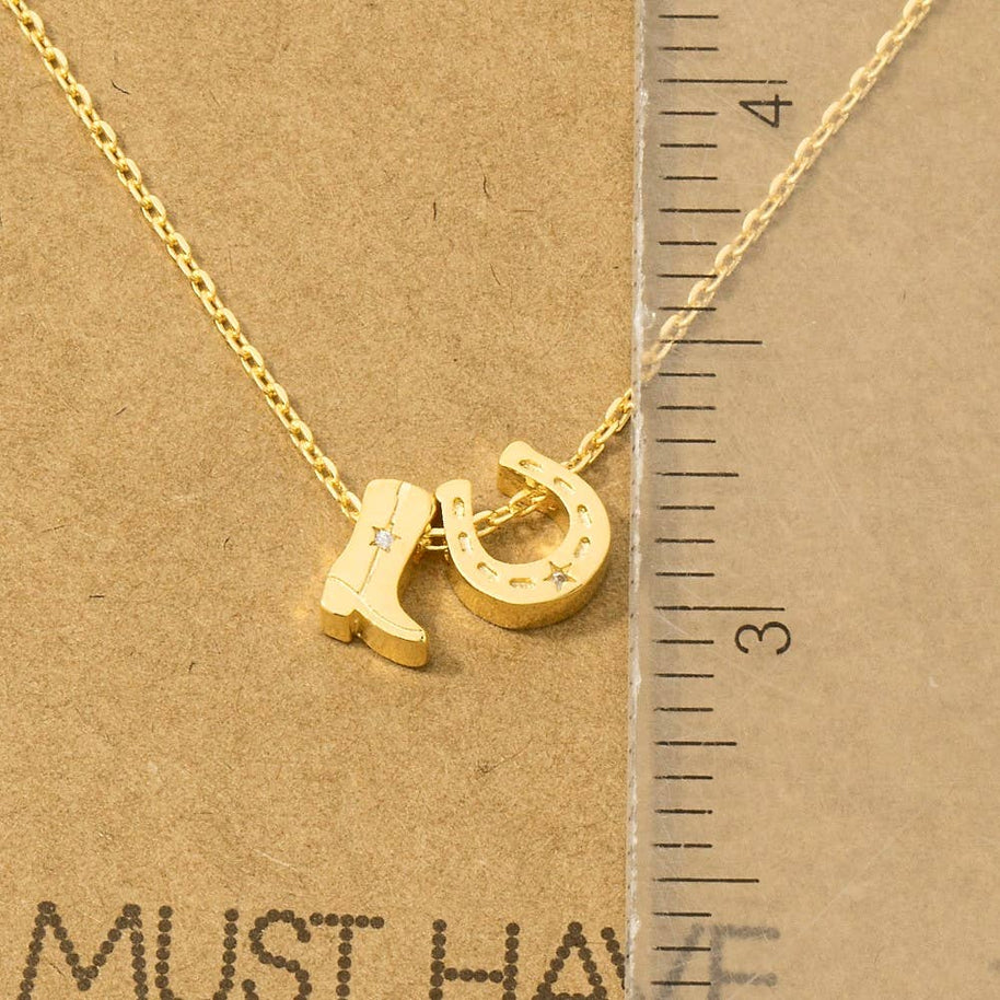 Boots Horse Shoe Charm Necklace