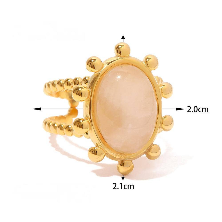 18K Gold Plated Stainless Steel Natural Stone Rings - FGS/CS
