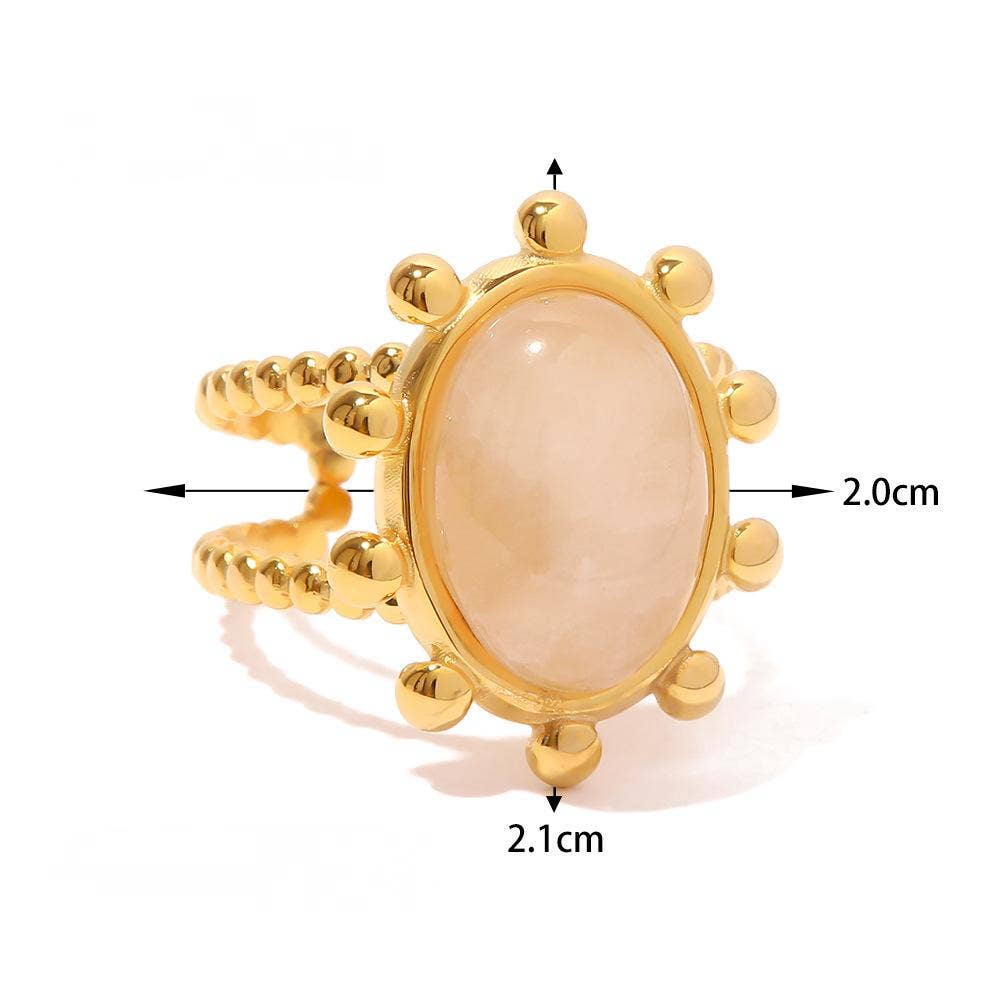 18K Gold Plated Stainless Steel Natural Stone Rings - FGS/CS
