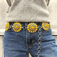 Western Floral Gem Link Chain Belt