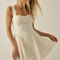 Rita Romper: Floral-Embroidered Corset Romper