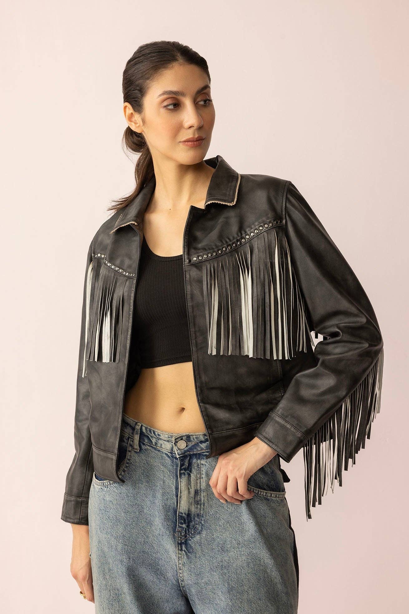 Midnight Maverick Fringe Leather Jacket