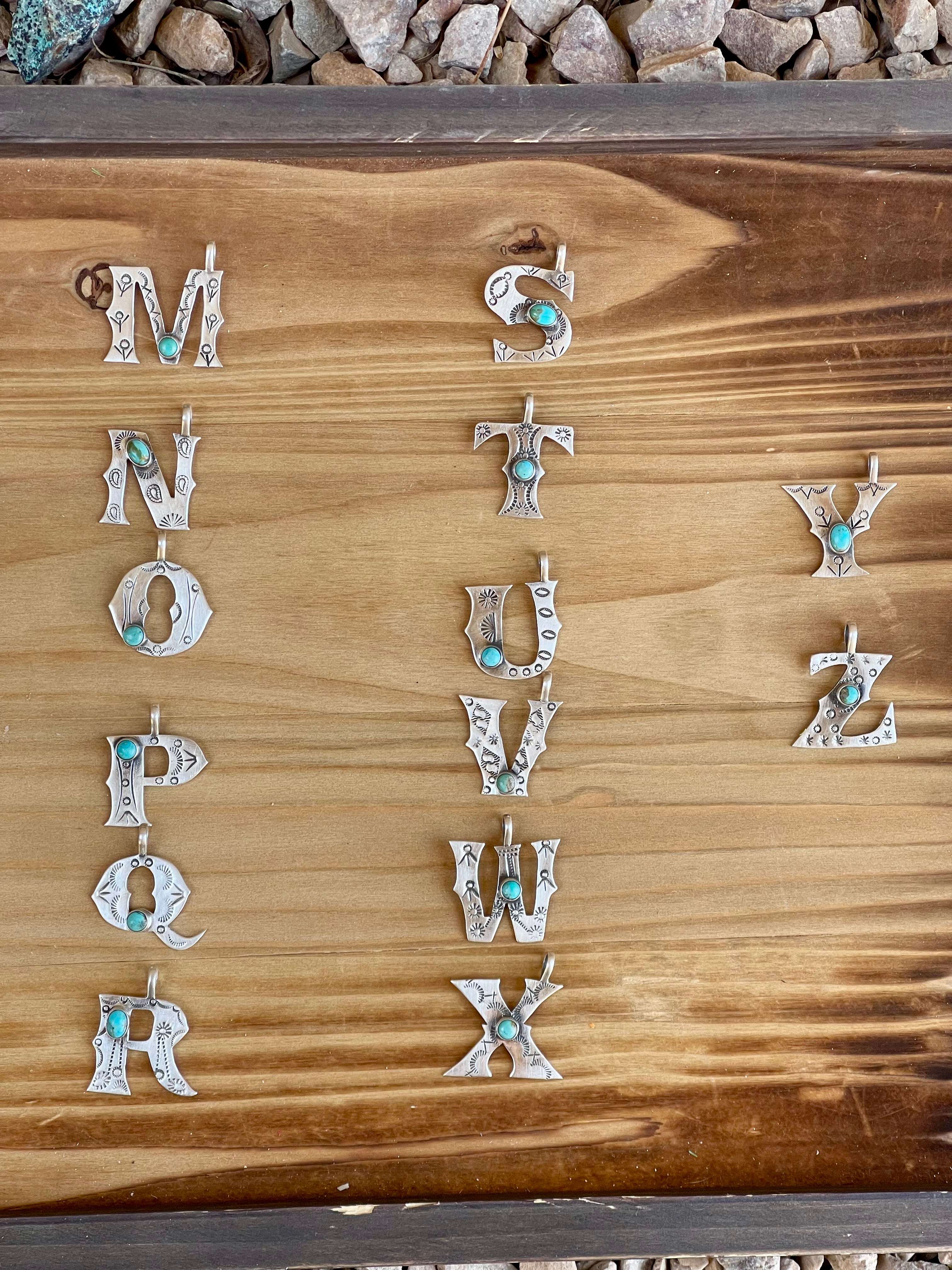 Beautiful Handmade Sterling Silver and Turquoise Letter Pendant