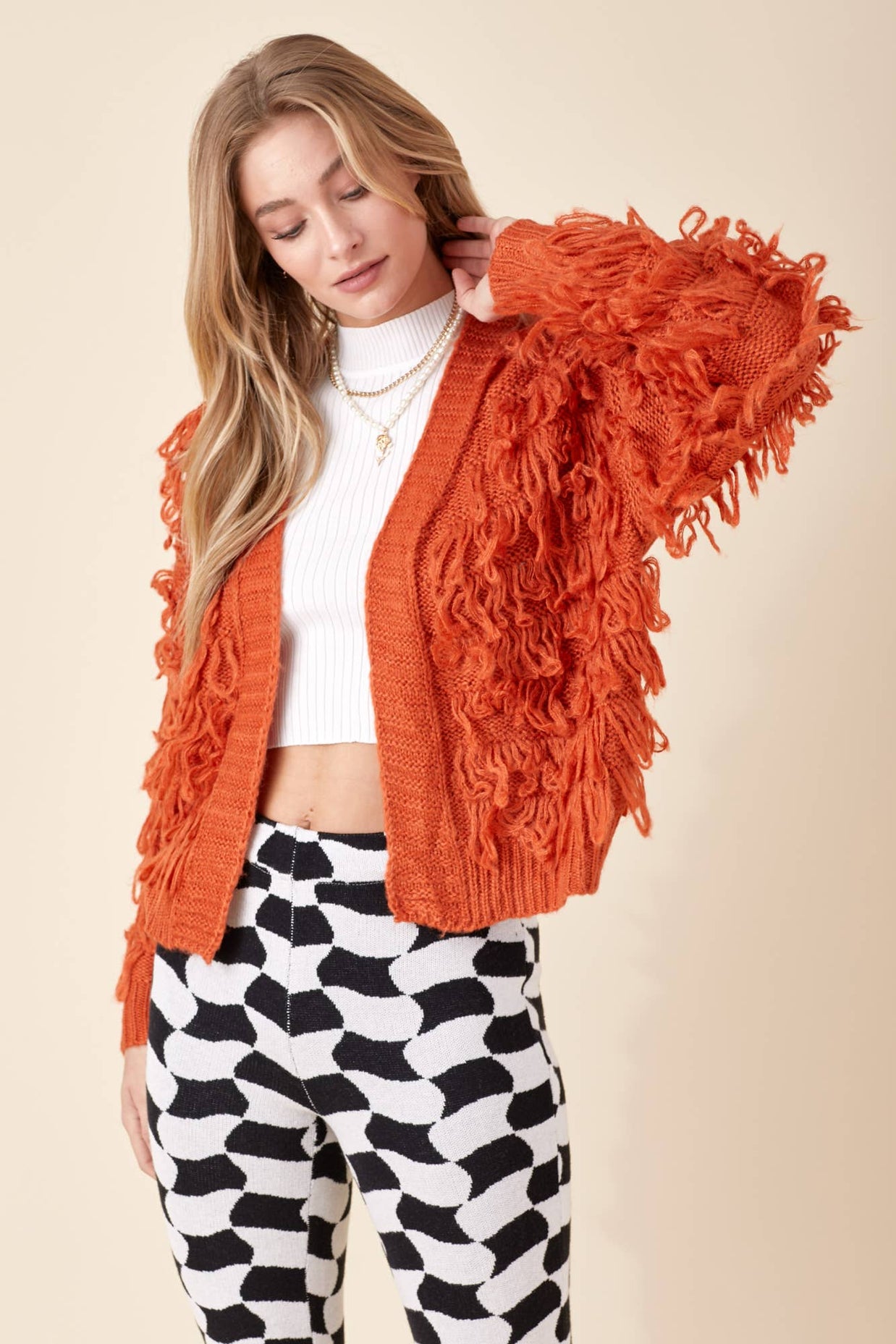 Orange Fringe Cardigan