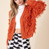 Orange Fringe Cardigan