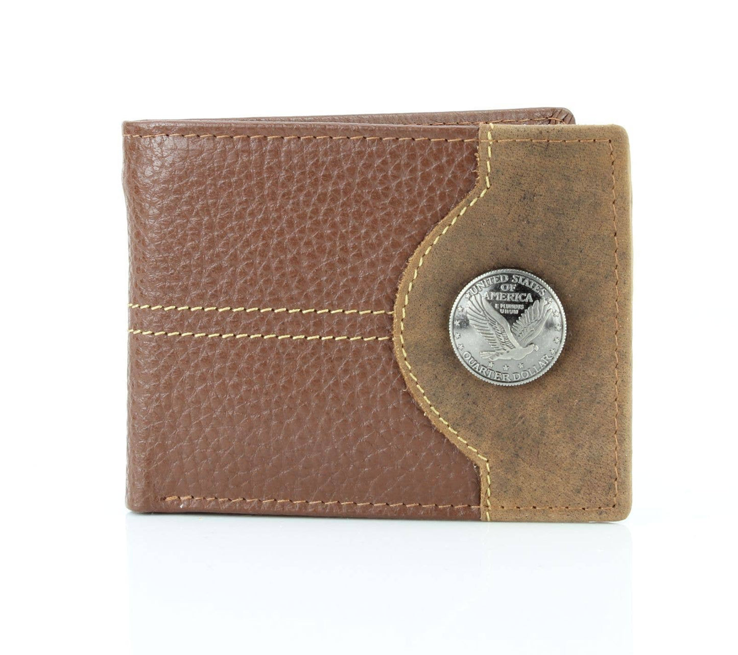 Mixed Media Two Tone Bifold Rodeo Wallet w/ Medallion AB1916