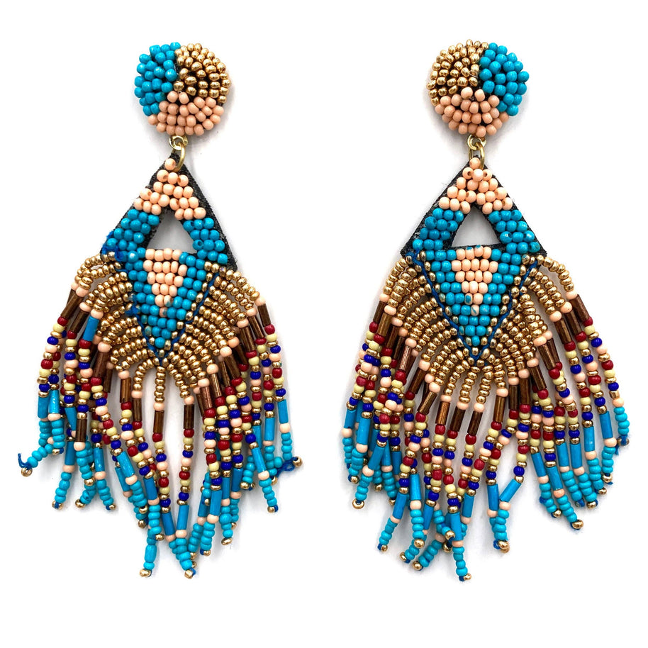 Fringe Seed Bead Dangle Earrings