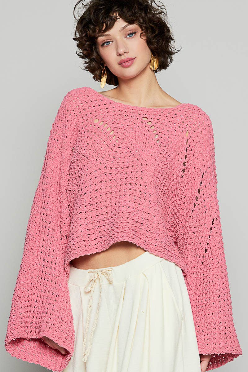 Semi-cropped chenille sweater