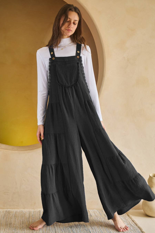 Tired Wide Leg Overalls, Plus