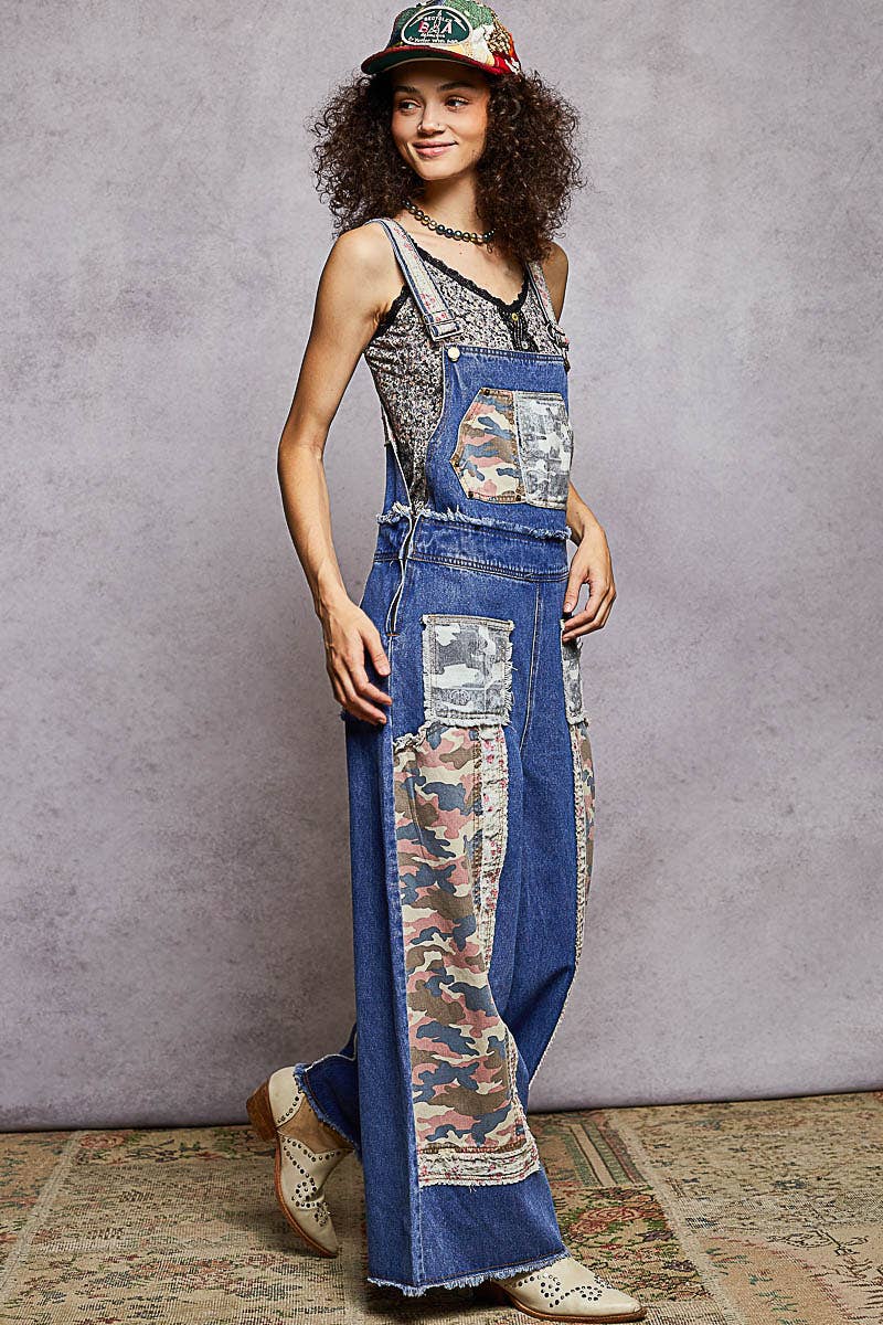 Patchwork & Studs Overalls