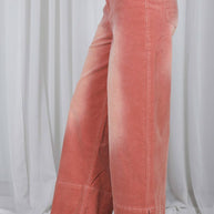 Stone Washed Cotton Corduroy Cropped Pants