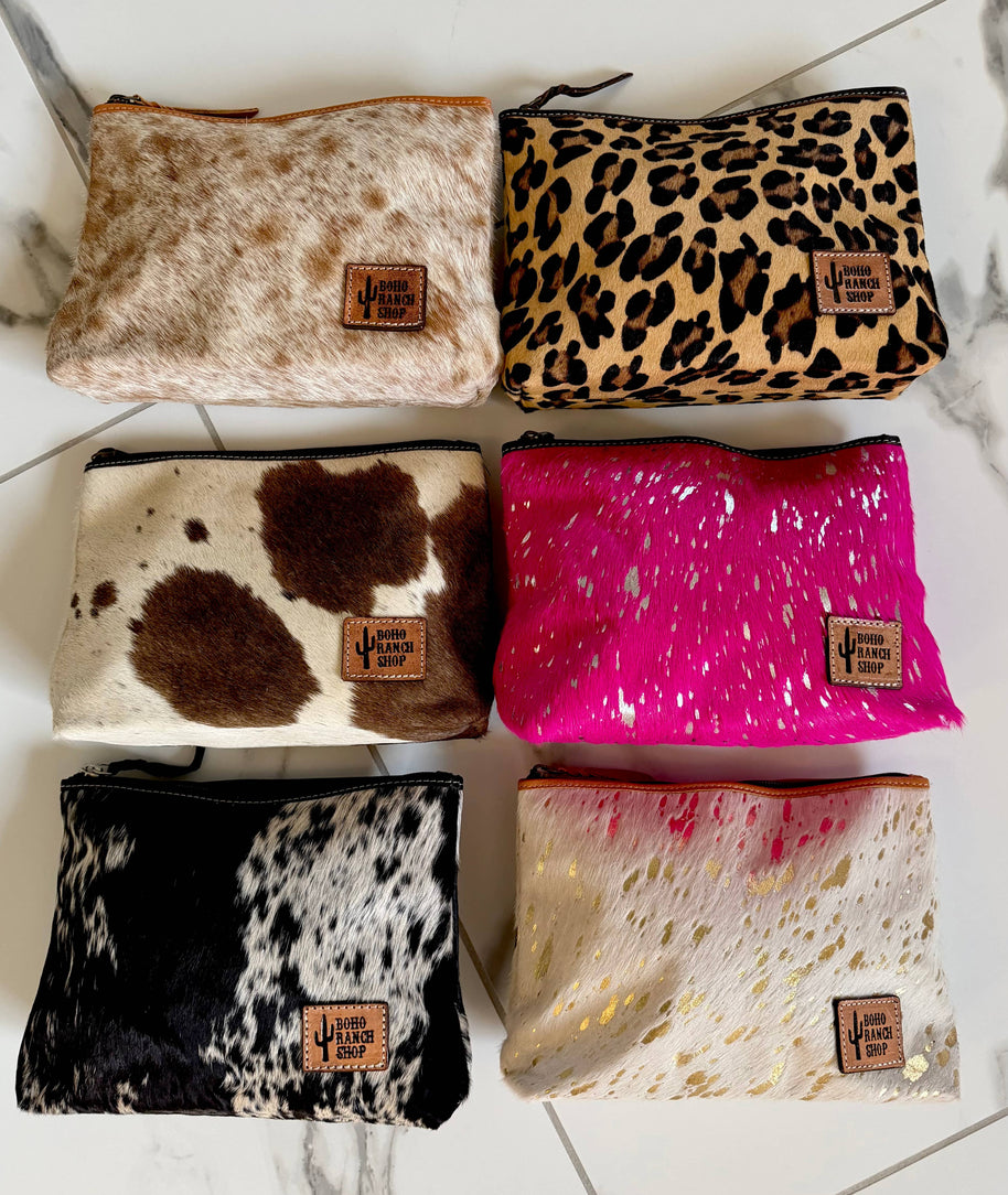 Western Cowhide Makeup Bag Travel