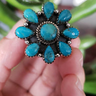 Natural Blue Turquoise 925 sterling silver ring