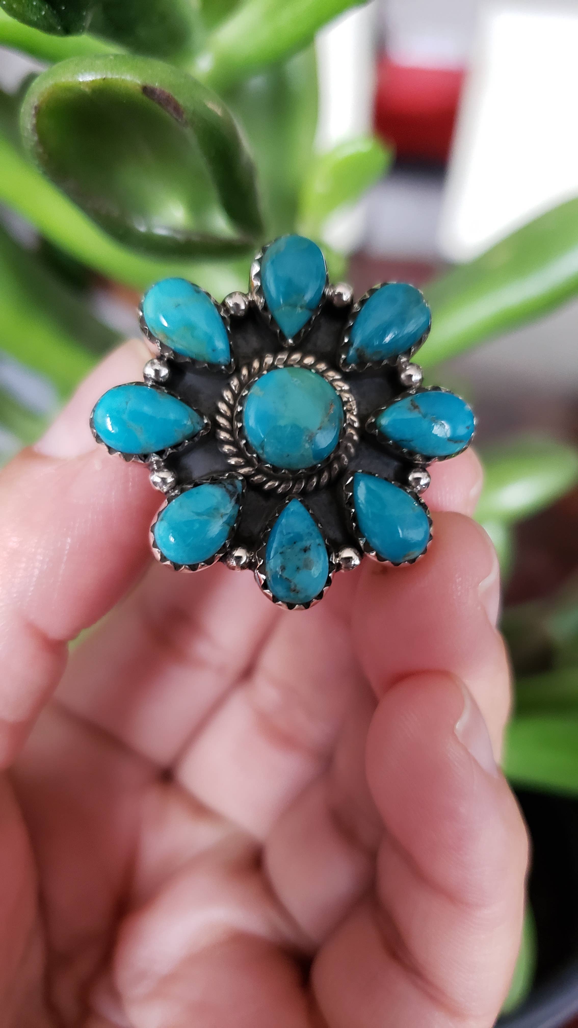 Natural Blue Turquoise 925 sterling silver ring
