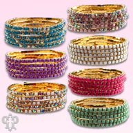 Prong set rhinestone bead bracelets, several colors