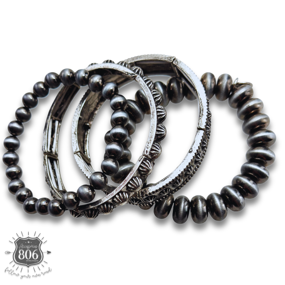 Silver cuff bracelet set
