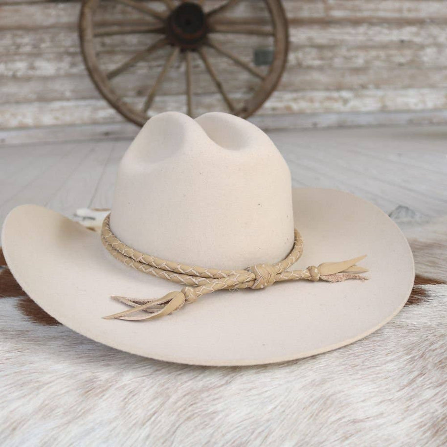 Camel Braided Leather Hat Band