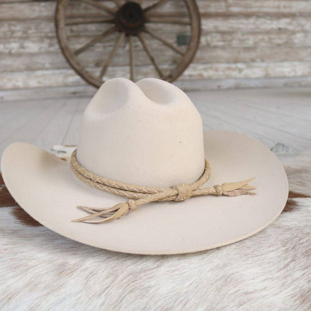 Camel Braided Leather Hat Band