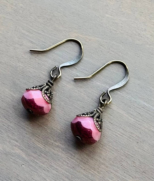 Earthen Beauty Crystal Drop Earrings in Pink Beach