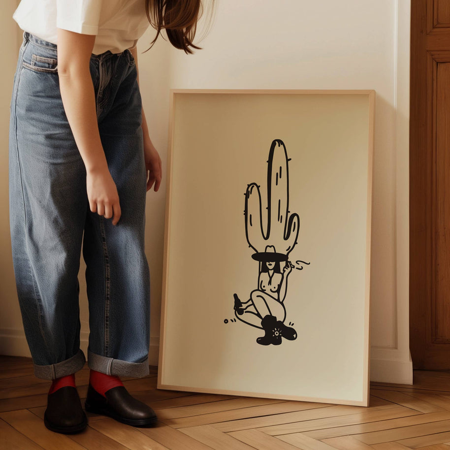 Desert Cowgirl Minimal Western Art Print