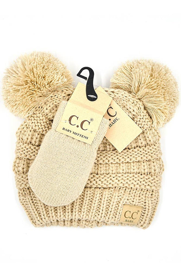 C.C Baby Pom Beanie and Mitten Set