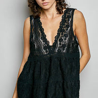 Deep V-Neck Lace Top