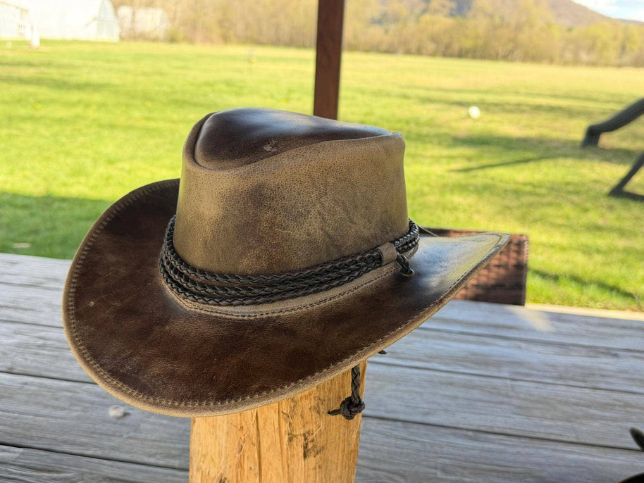 Banjo  Leather Cowboy Western Hat