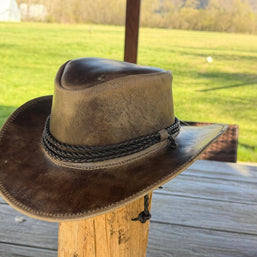 Banjo  Leather Cowboy Western Hat