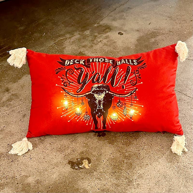 Deck those halls yall light up pillow