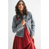 Rose Embroidered Denim Jacket