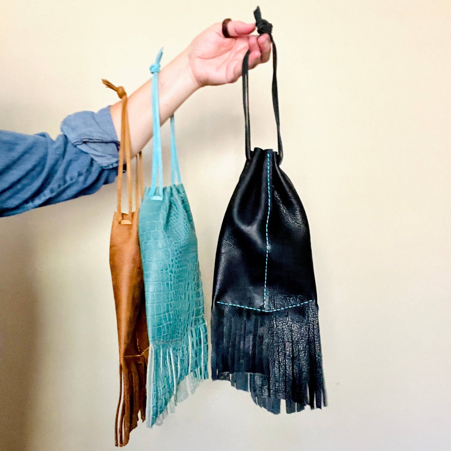 Leather Wristlet, Sienna Fringe Western Wristlet