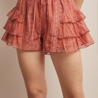 Eyelet Ruffle Tiered Shorts